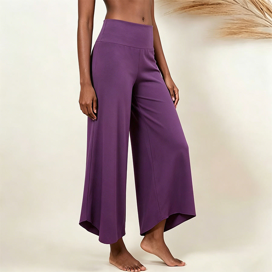 Pantaloni da yoga cropped a vita alta Olivenorma, tinta unita, elasticizzati, ideali per l'attività sportiva e il tempo libero, modello a zampa d'elefante da donna. - image 1