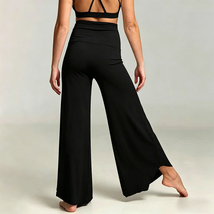 Pantaloni da yoga cropped a vita alta Olivenorma, tinta unita, elasticizzati, ideali per l'attività sportiva e il tempo libero, modello a zampa d'elefante da donna. - image 7
