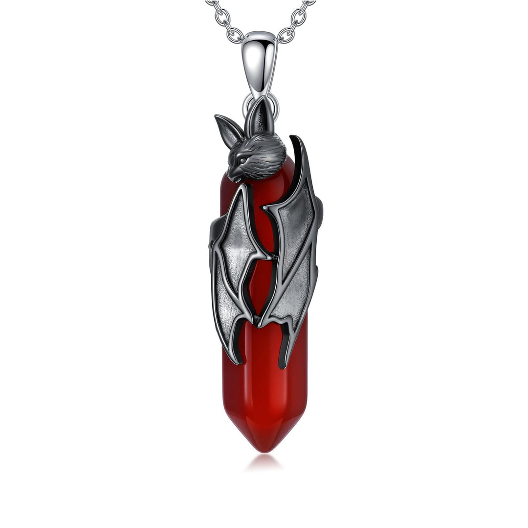 Collana con ciondolo esagonale in quarzo rosso a forma di pipistrello vampiro gotico Olivenorma, gioiello per Halloween e cosplay. - image 5