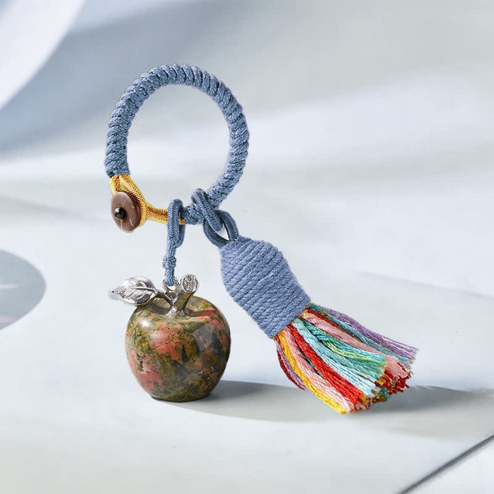 Portachiavi Olivenorma con nappa a forma di mela in cristallo e simbolo di benedizione - Unakite - image 19