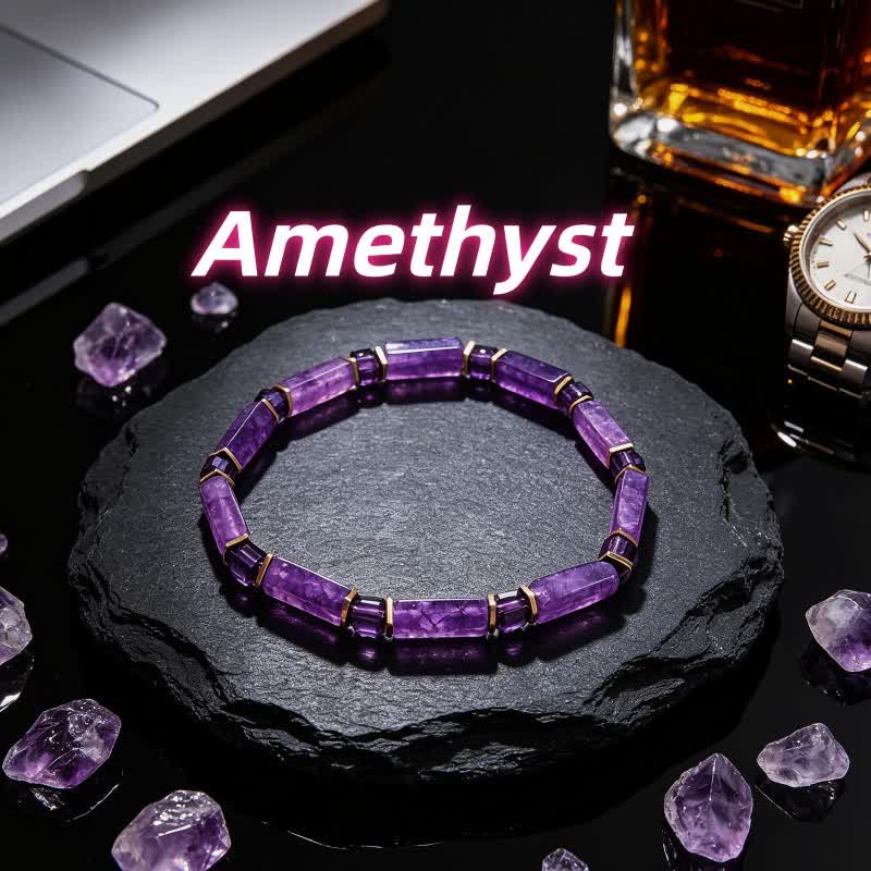 Bracciale Olivenorma con perline in pietra naturale e simbolo di protezione e resistenza. - Ametista - image 31