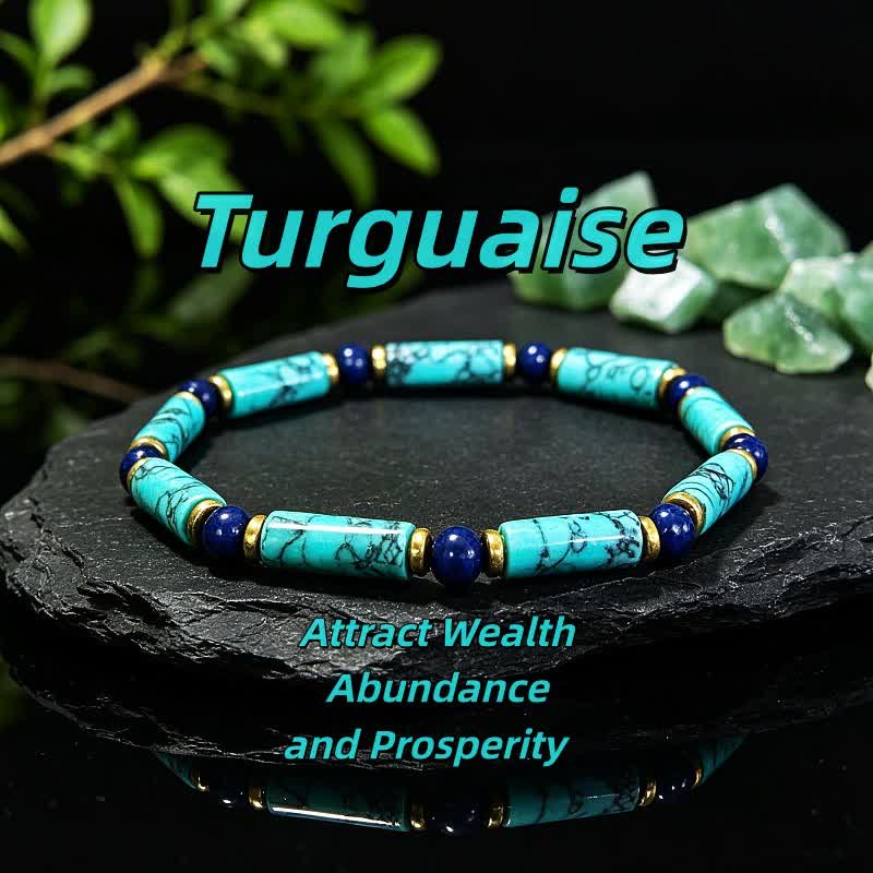 Bracciale Olivenorma con perline in pietra naturale e simbolo di protezione e resistenza. - Turchese - image 19