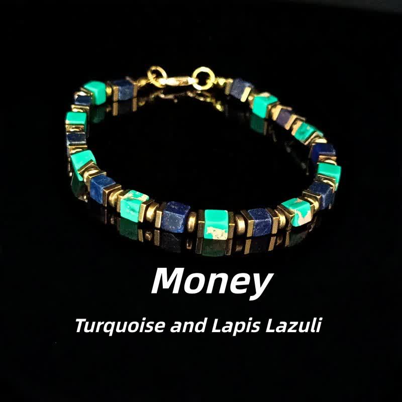 Bracciale Olivenorma con perline in pietra naturale e simbolo di protezione e resistenza. - Turchese blu e lapislazzuli - image 13
