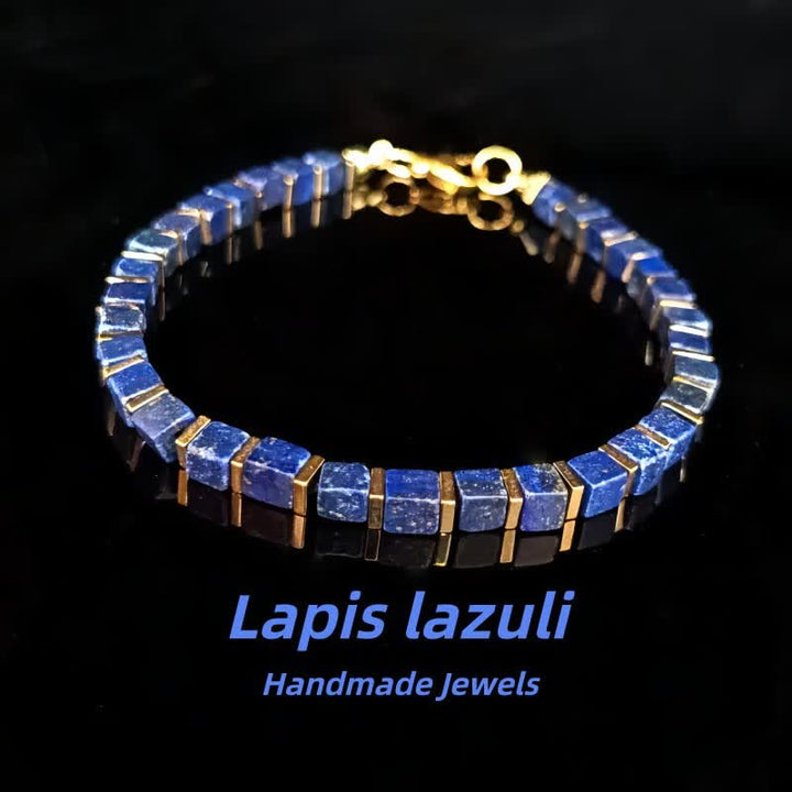 Bracciale Olivenorma con perline in pietra naturale e simbolo di protezione e resistenza. - Lapislazzuli - image 6