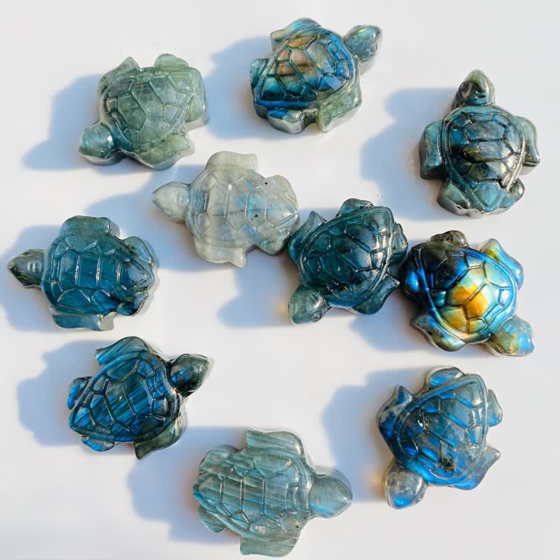 Statuetta a forma di tartaruga in labradorite Olivenorma, simbolo di saggezza. Decorazione - image 1