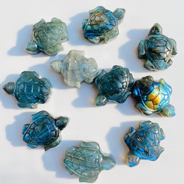 Statuetta a forma di tartaruga in labradorite Olivenorma, simbolo di saggezza. Decorazione - image 1