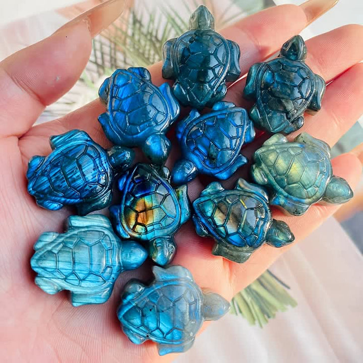Statuetta a forma di tartaruga in labradorite Olivenorma, simbolo di saggezza. Decorazione - image 5
