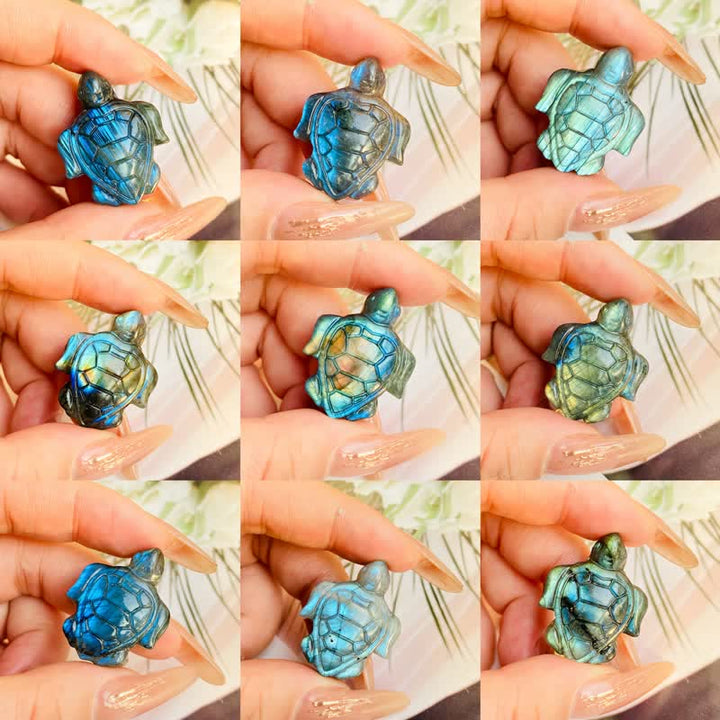 Statuetta a forma di tartaruga in labradorite Olivenorma, simbolo di saggezza. Decorazione - image 7