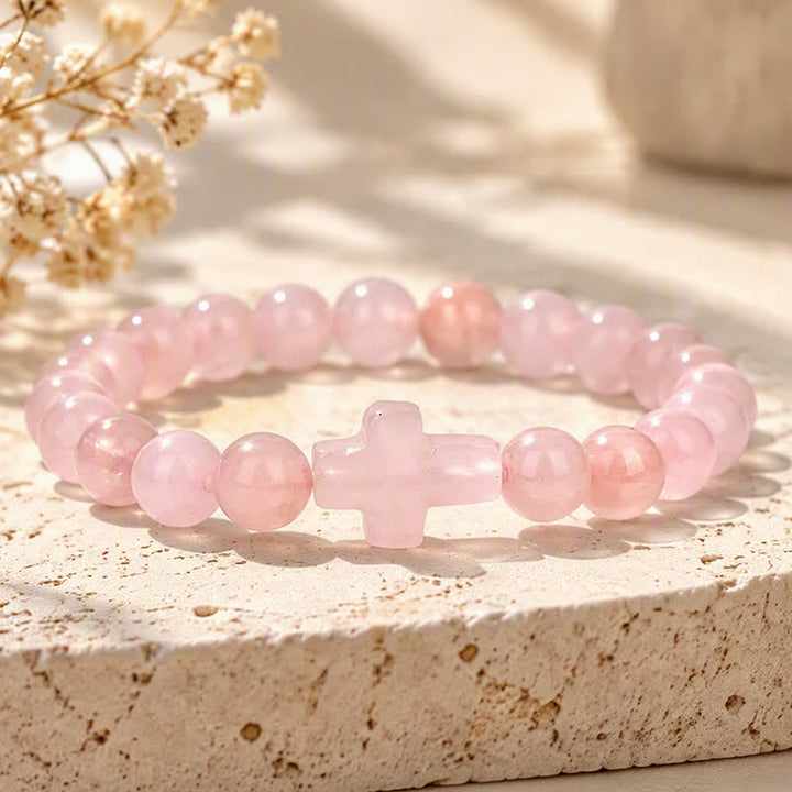 Bracciale Olivenorma con croce in pietre preziose naturali, design minimalista, simbolo di fede. - image 7