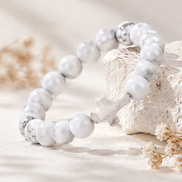 Bracciale Olivenorma con croce in pietre preziose naturali, design minimalista, simbolo di fede. - image 20