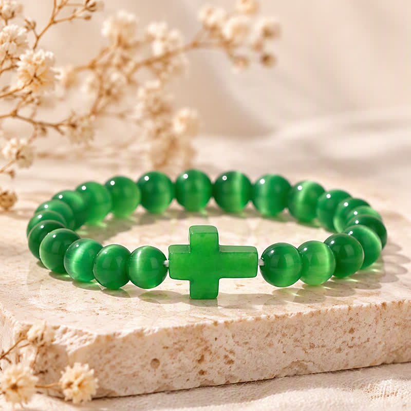 Bracciale Olivenorma con croce in pietre preziose naturali, design minimalista, simbolo di fede. - image 14