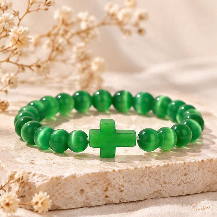 Bracciale Olivenorma con croce in pietre preziose naturali, design minimalista, simbolo di fede. - image 14