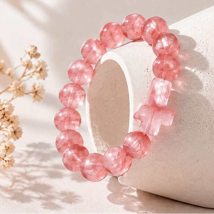Bracciale Olivenorma con croce in pietre preziose naturali, design minimalista, simbolo di fede. - image 23