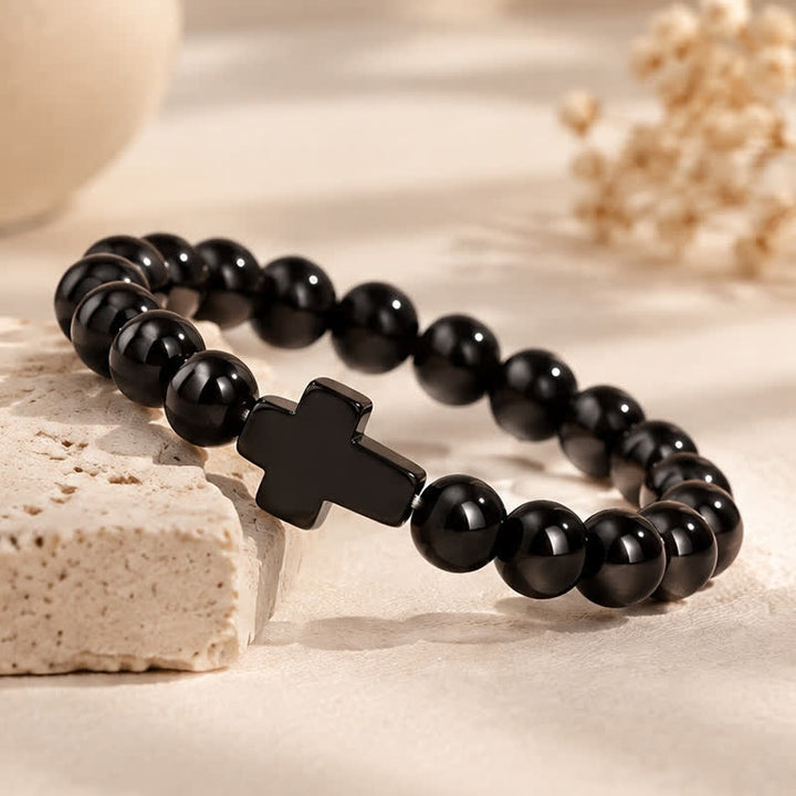 Bracciale Olivenorma con croce in pietre preziose naturali, design minimalista, simbolo di fede. - image 28