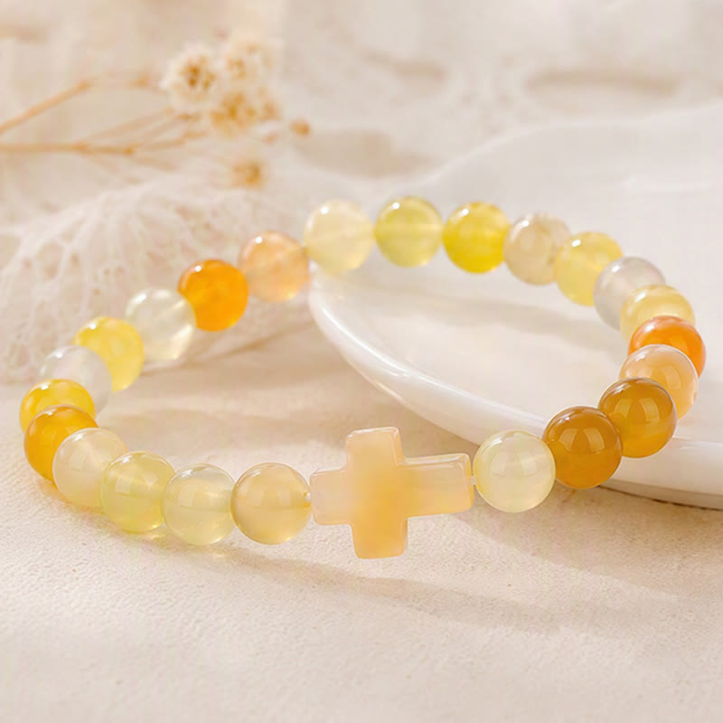 Bracciale Olivenorma con croce in pietre preziose naturali, design minimalista, simbolo di fede. - image 39