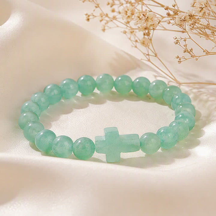 Bracciale Olivenorma con croce in pietre preziose naturali, design minimalista, simbolo di fede. - image 42