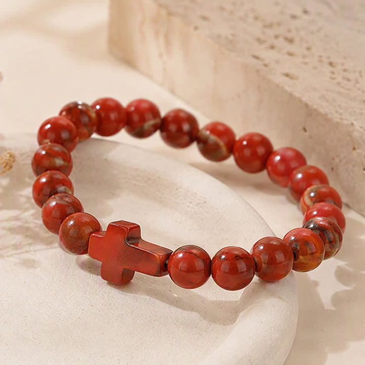 Bracciale Olivenorma con croce in pietre preziose naturali, design minimalista, simbolo di fede. - image 59