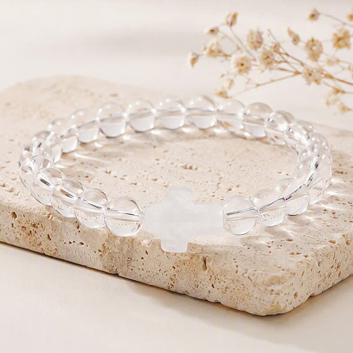 Bracciale Olivenorma con croce in pietre preziose naturali, design minimalista, simbolo di fede. - image 62