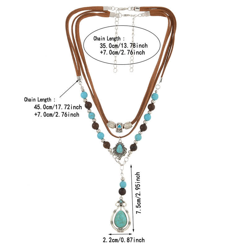 Collana a strati Olivenorma con turchese, design e simbolo di protezione spirituale. - image 13