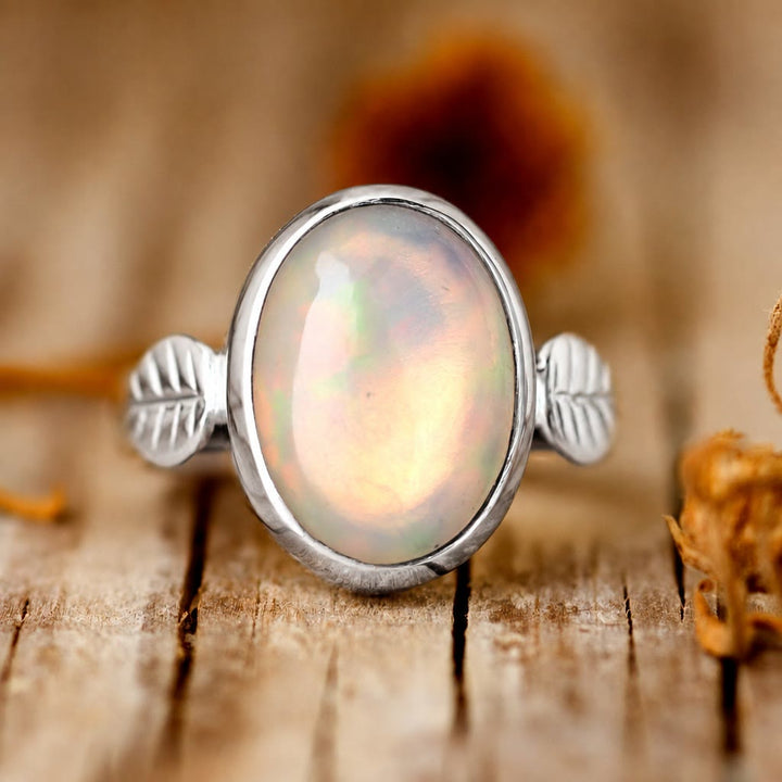 Anello da donna Olivenorma Boho con pietra opale e foglia - image 4