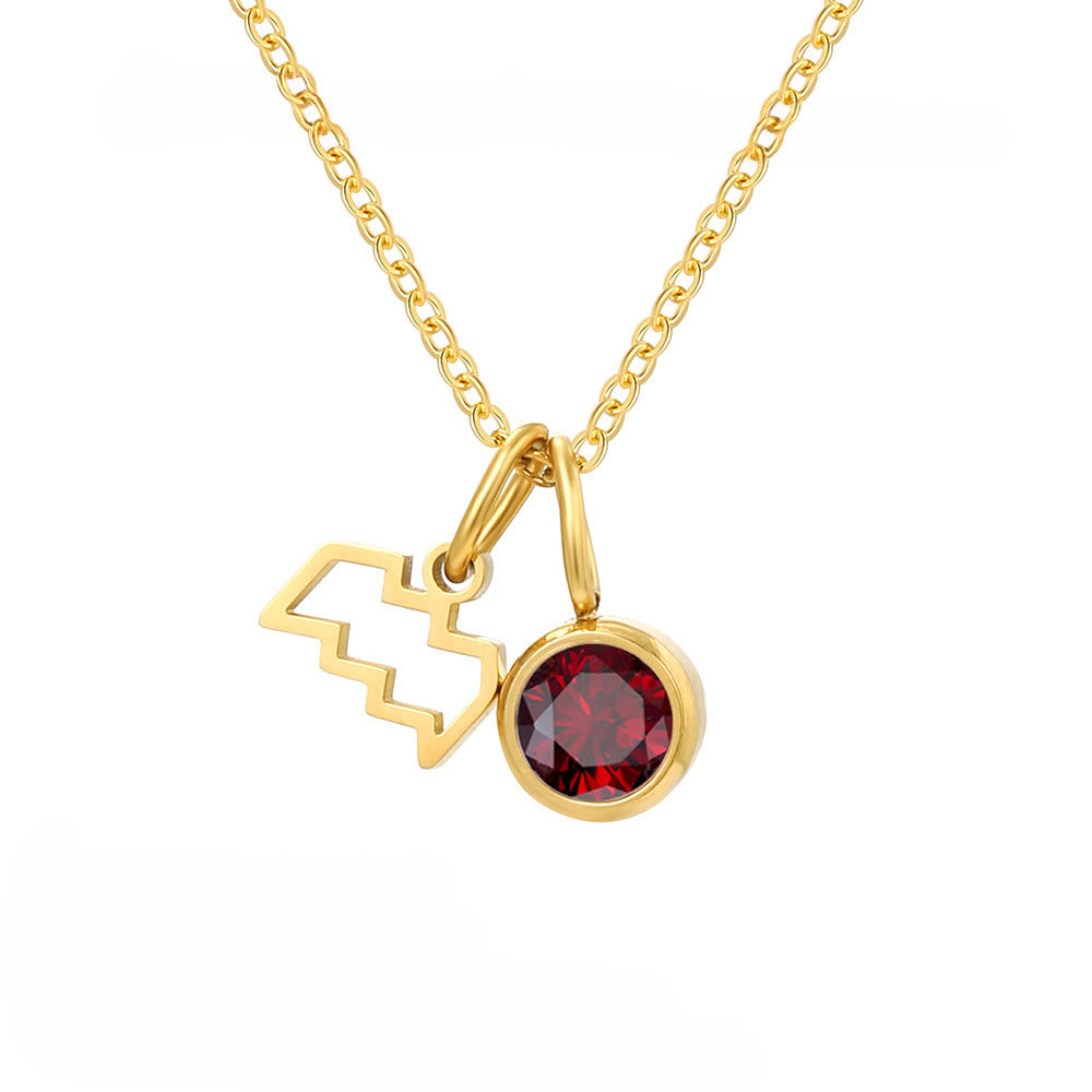 Collana in acciaio inossidabile con rune zodiacali Olivenorma - Acquario - image 2