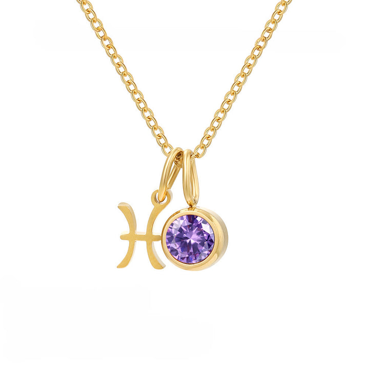 Collana in acciaio inossidabile con rune zodiacali Olivenorma - Pesci - image 3