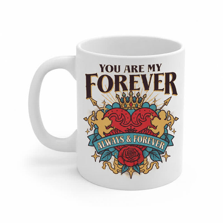 Tazza in ceramica Olivenorma con corona a forma di cuore e Cupido dell'amore eterno - 450 ml / 15 oz - image 5