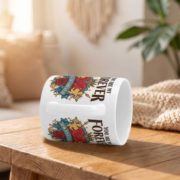 Tazza in ceramica Olivenorma con corona a forma di cuore e Cupido dell'amore eterno - image 3