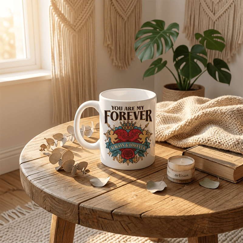 Tazza in ceramica Olivenorma con corona a forma di cuore e Cupido dell'amore eterno - image 2