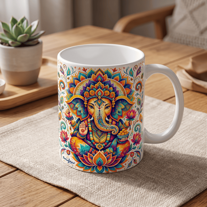 Tazza in ceramica Olivenorma Ganesha Saggezza Buona Fortuna - 450 ml / 15 oz - image 0