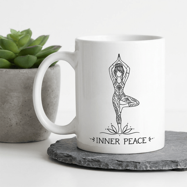 Tazza in ceramica Olivenorma con posa dell'albero yoga e pace interiore - image 2