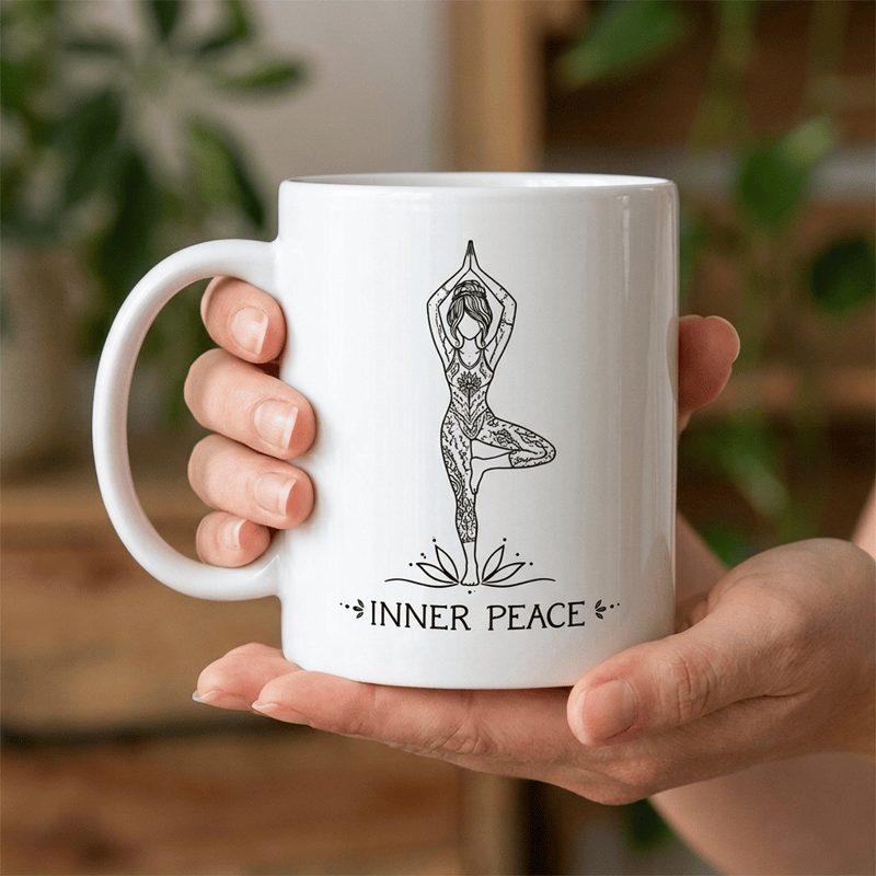 Tazza in ceramica Olivenorma con posa dell'albero yoga e pace interiore - 450 ml / 15 oz - image 0