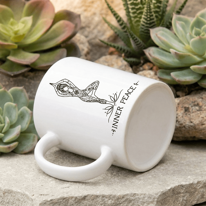 Tazza in ceramica Olivenorma con posa dell'albero yoga e pace interiore - image 3