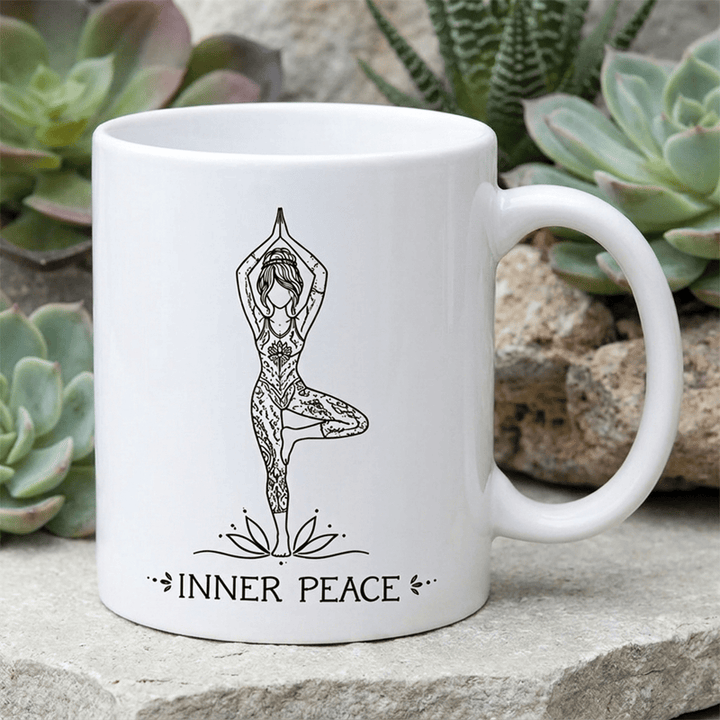 Tazza in ceramica Olivenorma con posa dell'albero yoga e pace interiore - image 4
