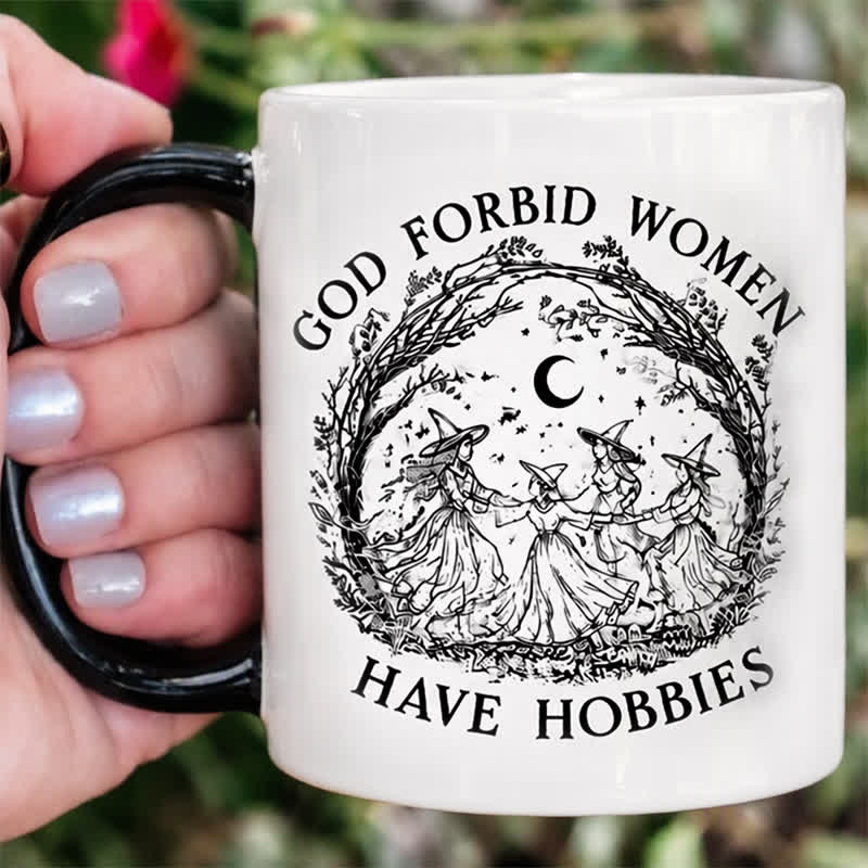 Tazza in ceramica con le streghe danzanti Olivenorma che celebrano la solidarietà e la libertà femminile - Bianco - 450 ml / 15 oz - image 5