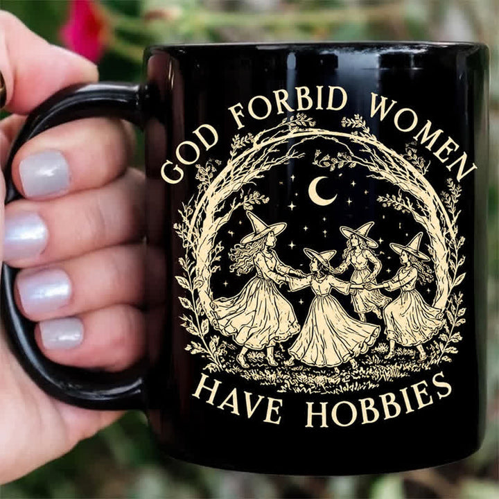 Tazza in ceramica con le streghe danzanti Olivenorma che celebrano la solidarietà e la libertà femminile - Nero - 450 ml / 15 oz - image 0