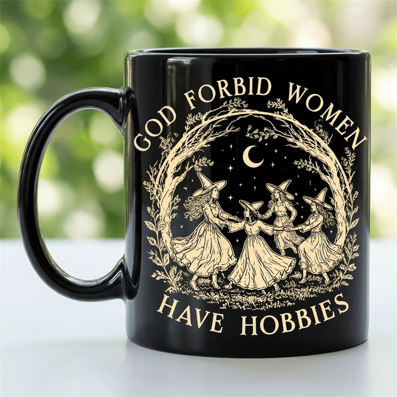 Tazza in ceramica con le streghe danzanti Olivenorma che celebrano la solidarietà e la libertà femminile - image 1