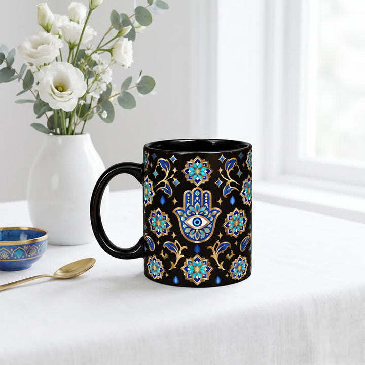 Tazza in ceramica con mano di Hamsa Olivenorma, simbolo di protezione e benedizione contro il malocchio. - image 7