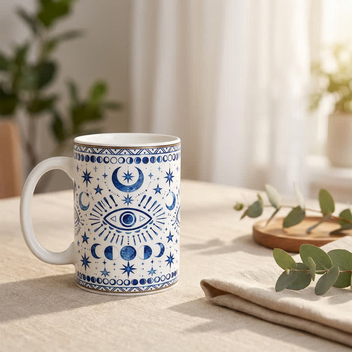 Tazza in ceramica Olivenorma con occhio celeste, fasi lunari e protezione stellare - image 7