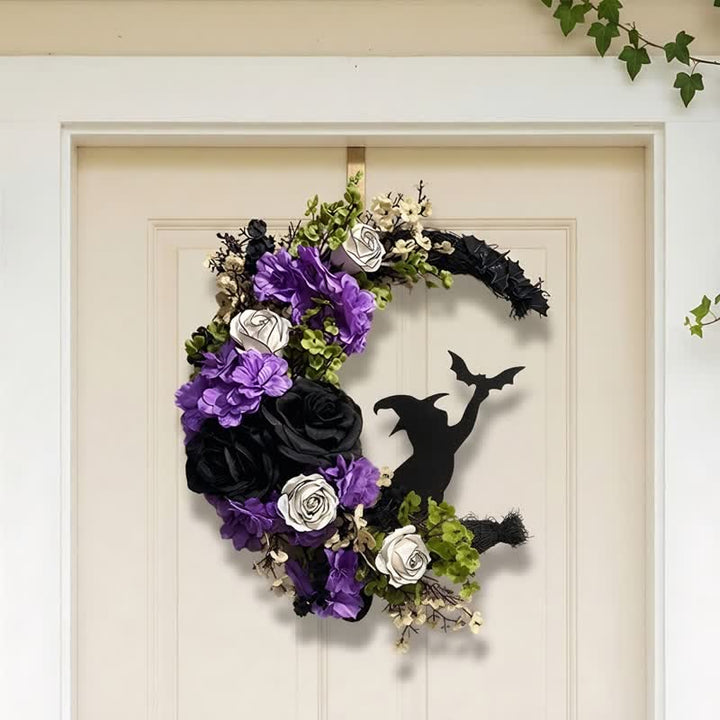 Decorazione per la porta con fiori di seta e paglia Olivenorma, simbolo di strega per Halloween. - image 5