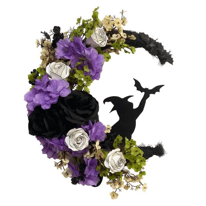 Decorazione per la porta con fiori di seta e paglia Olivenorma, simbolo di strega per Halloween. - image 8