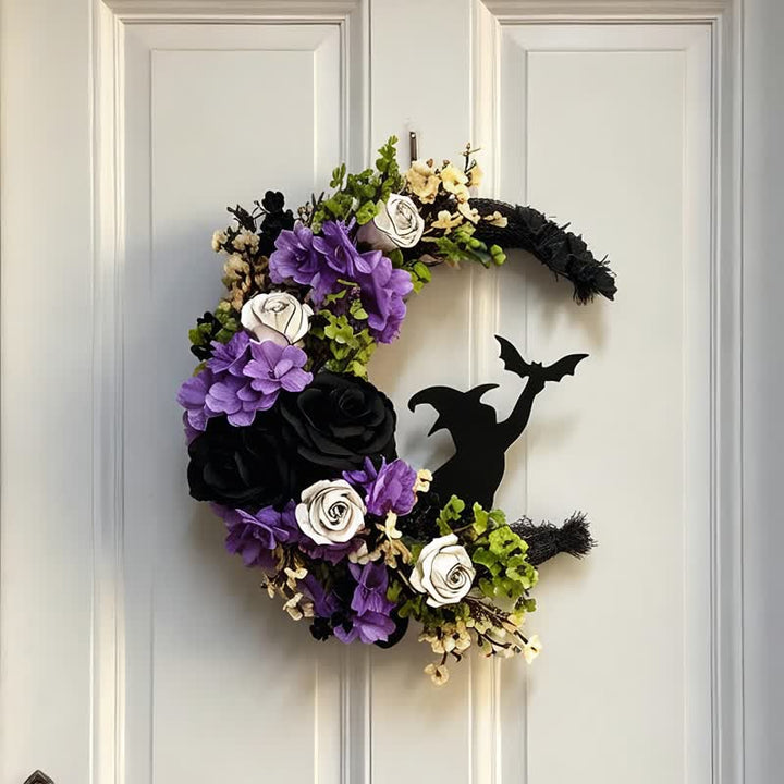 Decorazione per la porta con fiori di seta e paglia Olivenorma, simbolo di strega per Halloween. - image 4