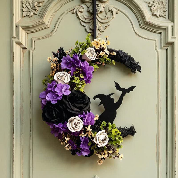 Decorazione per la porta con fiori di seta e paglia Olivenorma, simbolo di strega per Halloween. - image 7