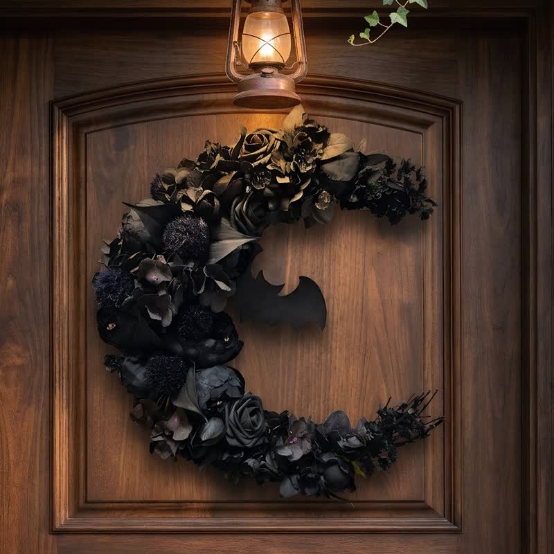 Decorazione per porta con fiore di seta e paglia Olivenorma in plastica, simbolo gotico e misterioso. - image 3