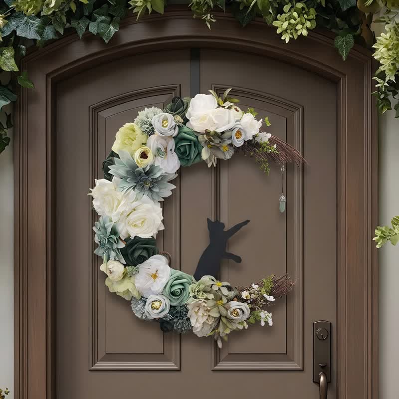 Decorazione per porta Olivenorma in paglia di schiuma plastica, flanella non tessuta e fiori di seta, simbolo di pace e guarigione - Senza luce LED - image 0