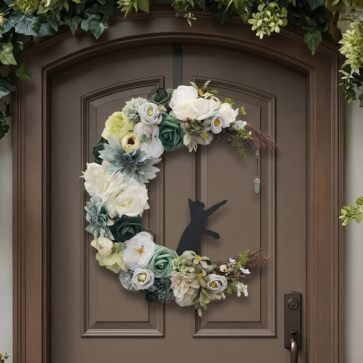 Decorazione per porta Olivenorma in paglia di schiuma plastica, flanella non tessuta e fiori di seta, simbolo di pace e guarigione - Senza luce LED - image 0