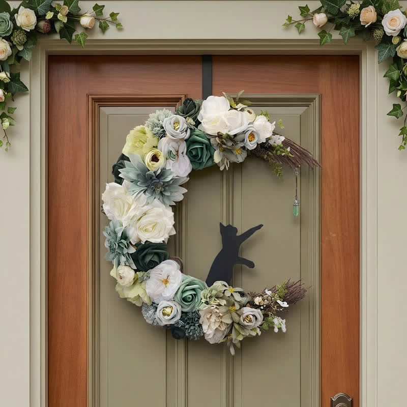 Decorazione per porta Olivenorma in paglia di schiuma plastica, flanella non tessuta e fiori di seta, simbolo di pace e guarigione - image 1