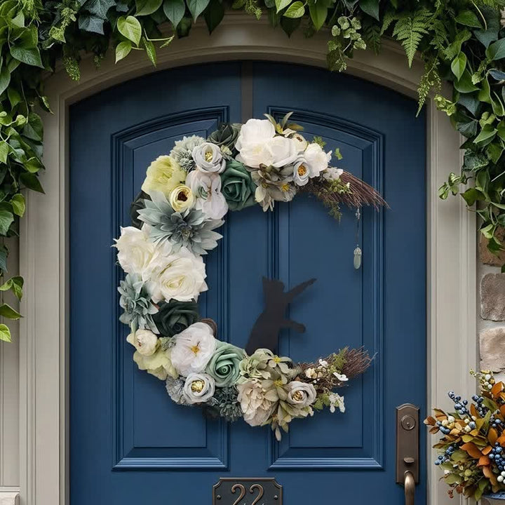 Decorazione per porta Olivenorma in paglia di schiuma plastica, flanella non tessuta e fiori di seta, simbolo di pace e guarigione - image 2