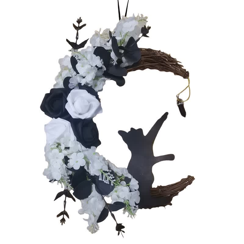 Olivenorma, sagoma in legno di rametti secchi in plastica, ghirlanda di gatti, simbolo di protezione misteriosa, decorazione per porta - image 7