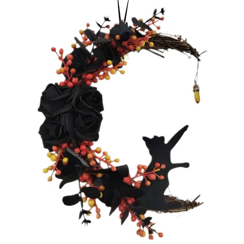 Olivenorma, sagoma in legno di rametti secchi in plastica, ghirlanda di gatti, simbolo di protezione misteriosa, decorazione per porta - image 19